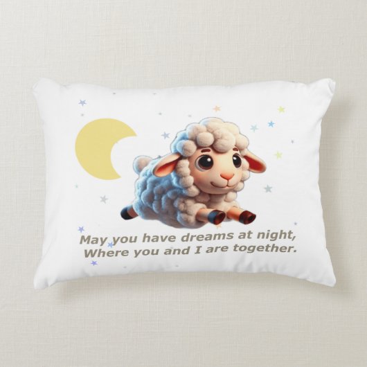 Baby Pillow with cute sheep and lullaby アクセントクッション (正面)