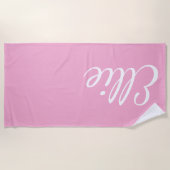 Baby Pink Bliss | Custom Name Cursive Script ビーチタオル (正面)