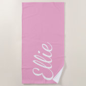 Baby Pink Bliss | Custom Name Cursive Script ビーチタオル (正面)