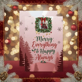 Baby Pink Family Christmas Card 2026 | Soft Elegan 出欠カード