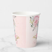 Baby Pink Floral Cute Elephant Baby Shower 紙コップ (右)