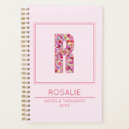 Baby Pink Floral Monogrammed Name Letter R プランナー手帳