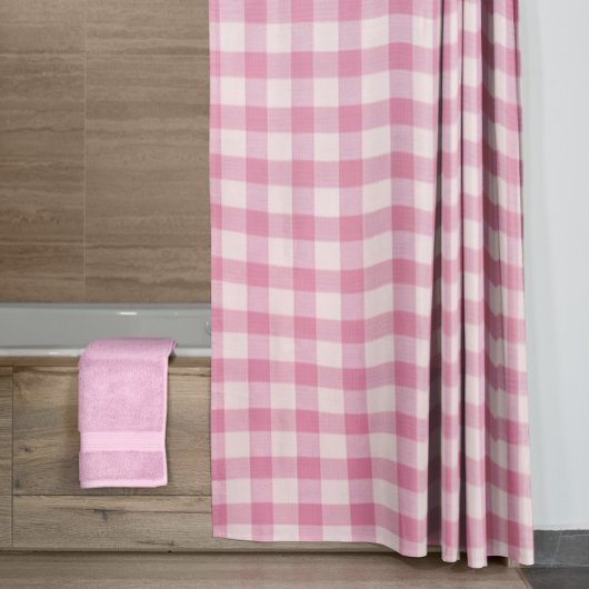Baby Pink Gingham シャワーカーテン
