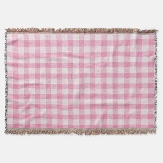 Baby Pink Gingham スローブランケット (正面)
