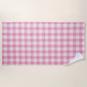 Baby Pink Gingham ビーチタオル (正面)