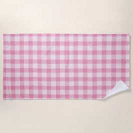 Baby Pink Gingham ビーチタオル