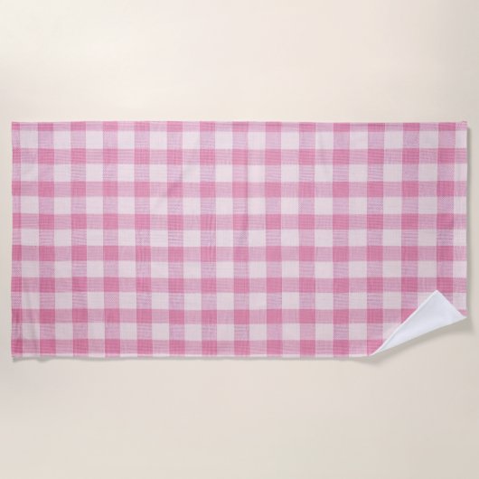 Baby Pink Gingham ビーチタオル (正面)