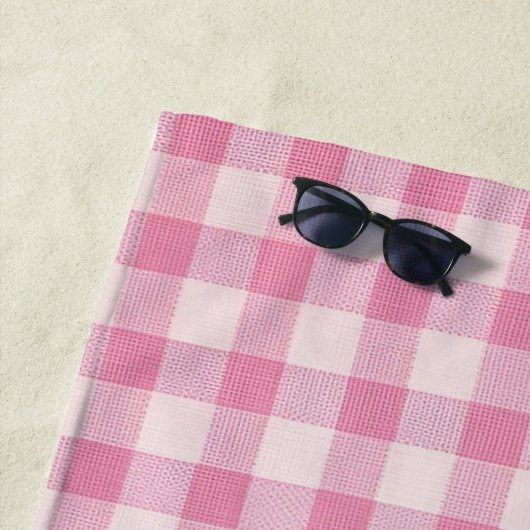 Baby Pink Gingham ビーチタオル (インサイチュ)