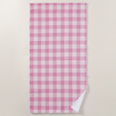 Baby Pink Gingham ビーチタオル (正面)