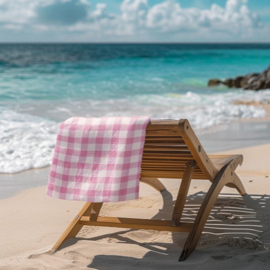 Baby Pink Gingham ビーチタオル