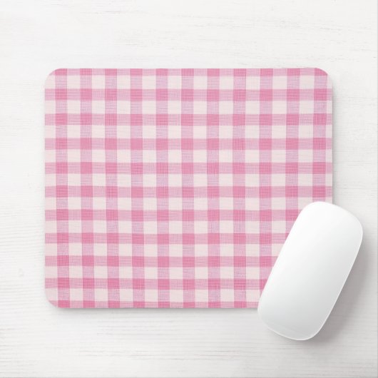 Baby Pink Gingham マウスパッド (マウス)