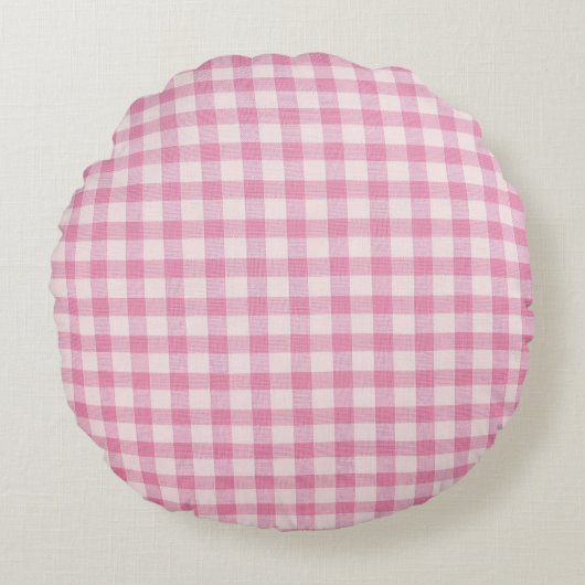 Baby Pink Gingham ラウンドクッション (正面)