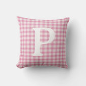 Baby Pink Gingham Initial Custom クッション (正面)