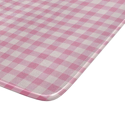 Baby Pink Gingham Pattern カッティングボード (角)
