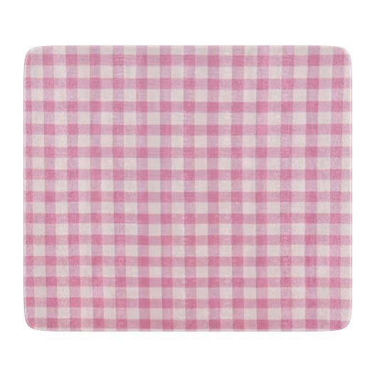 Baby Pink Gingham Pattern カッティングボード (正面)