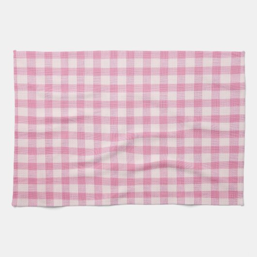 Baby Pink Gingham Pattern キッチンタオル (横)