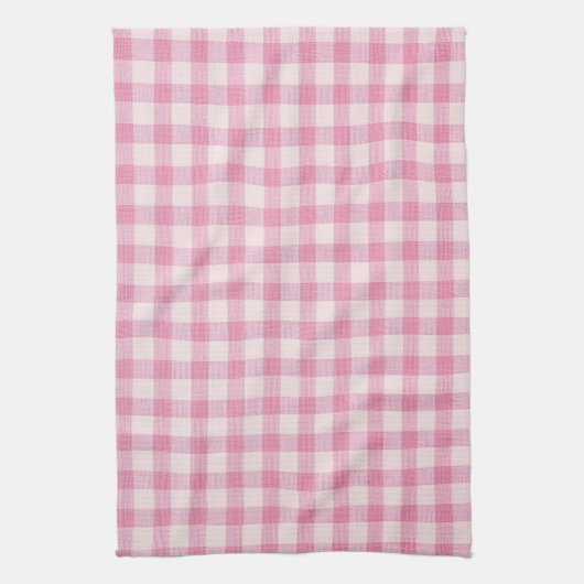 Baby Pink Gingham Pattern キッチンタオル (縦)