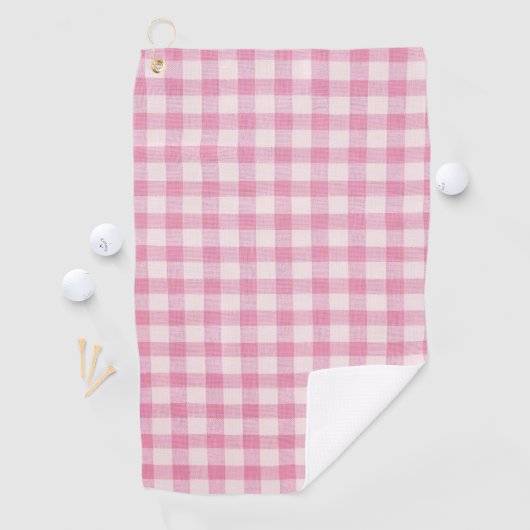 Baby Pink Gingham Pattern ゴルフタオル (インサイチュ)