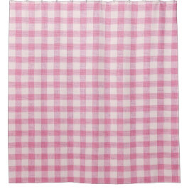 Baby Pink Gingham Pattern シャワーカーテン