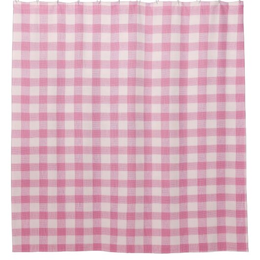 Baby Pink Gingham Pattern シャワーカーテン (正面)
