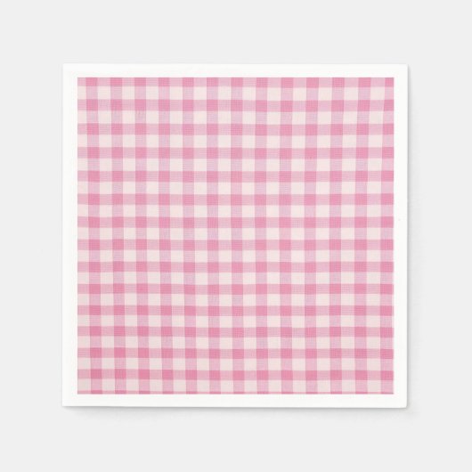 Baby Pink Gingham Pattern スタンダードカクテルナプキン (正面)