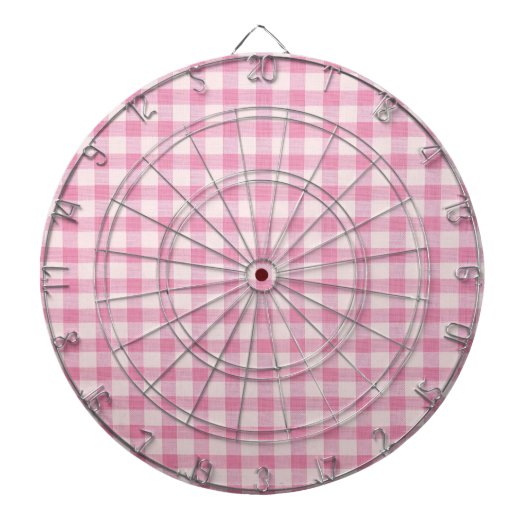 Baby Pink Gingham Pattern ダーツボード (正面)