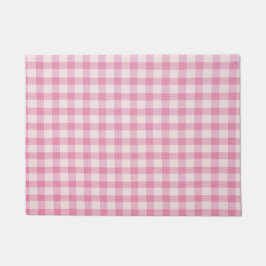 Baby Pink Gingham Pattern ドアマット