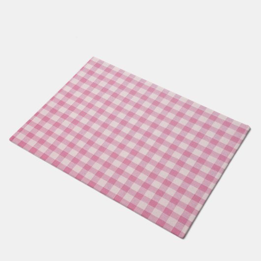Baby Pink Gingham Pattern ドアマット (アングル)