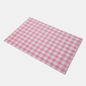 Baby Pink Gingham Pattern ドアマット (アングル)