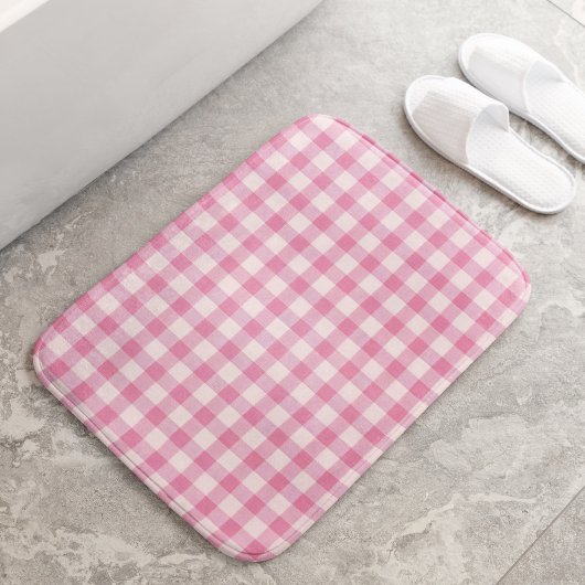 Baby Pink Gingham Pattern バスマット