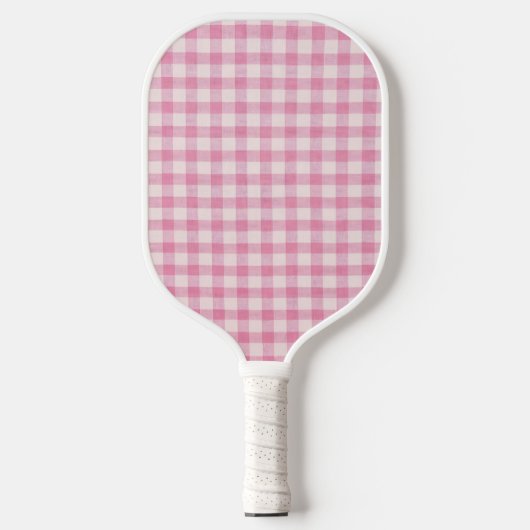 Baby Pink Gingham Pattern ピックルボールラケット (正面)
