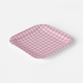 Baby Pink Gingham Pattern ペーパープレート (傾斜あり)