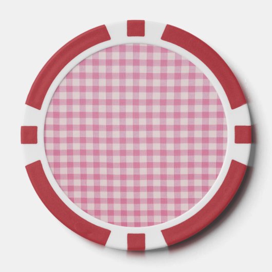 Baby Pink Gingham Pattern ポーカーチップ (正面)