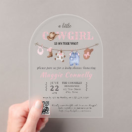 Baby Pink Little Cowgirl is on the Way Invitation アクリル招待状