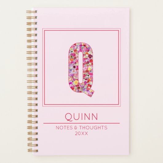 Baby Pink Monogrammed Name Letter Q プランナー手帳 (正面)
