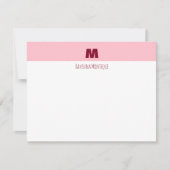 Baby Pink Personalized Name Letter Monogram  ノートカード (正面)