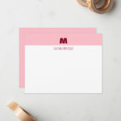 Baby Pink Personalized Name Letter Monogram  ノートカード (正面/裏面インサイチュ)