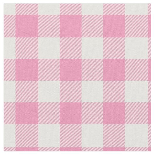 Baby Pink & White Gingham Plaid ファブリック (クローズアップ)