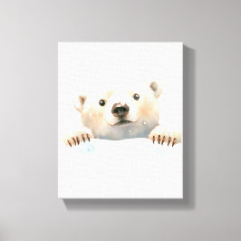 Baby Polar Bear In the Snow Nursery art canvas キャンバスプリント