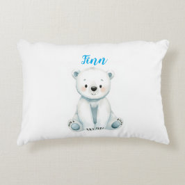 Baby Polar Bear Nursery Lumbar Pillow | Custom Nam アクセントクッション