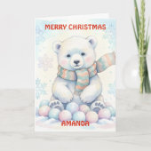 Baby Polar Bear Wonderland Kids Christmas Card シーズンカード (正面)