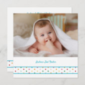 Baby Polka Dots Custom Photo Naming Ceremony 案内状 (正面/裏面)