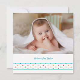 Baby Polka Dots Custom Photo Naming Ceremony 案内状