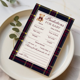 Baby Predictions and Advice Teddy Bear Red plaid