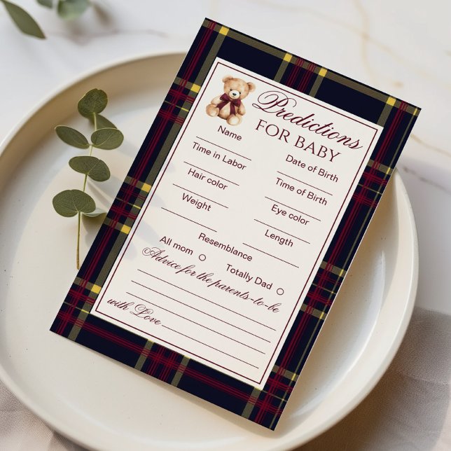 Baby Predictions and Advice Teddy Bear Red plaid (クリエイターアップロード済み)