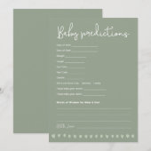 Baby Predictions Baby Shower Game Sage green 招待状 (正面/裏面)