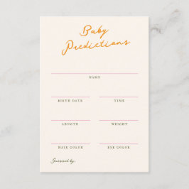 Baby Predictions Shower Game Card ノートカード