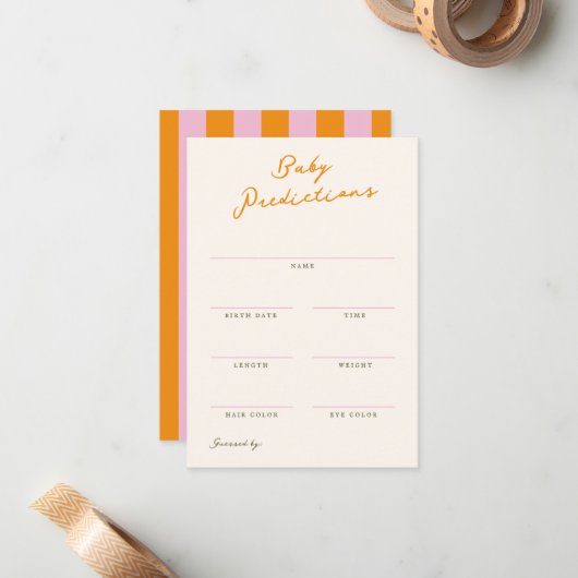 Baby Predictions Shower Game Card ノートカード (正面/裏面インサイチュ)