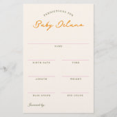 Baby Predictions Shower Guessing Game 便箋 (正面)