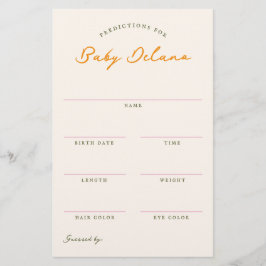 Baby Predictions Shower Guessing Game 便箋